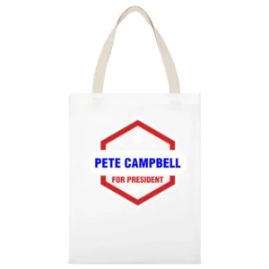 Pete Campbell For President 2016 Mad Men TV Show White Canvas Tote Shopping Bag