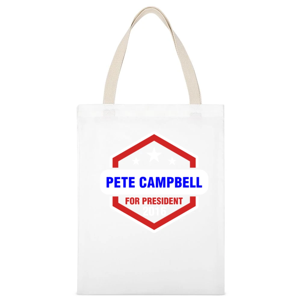 Pete Campbell For President 2016 Mad Men TV Show White Canvas Tote Shopping Bag