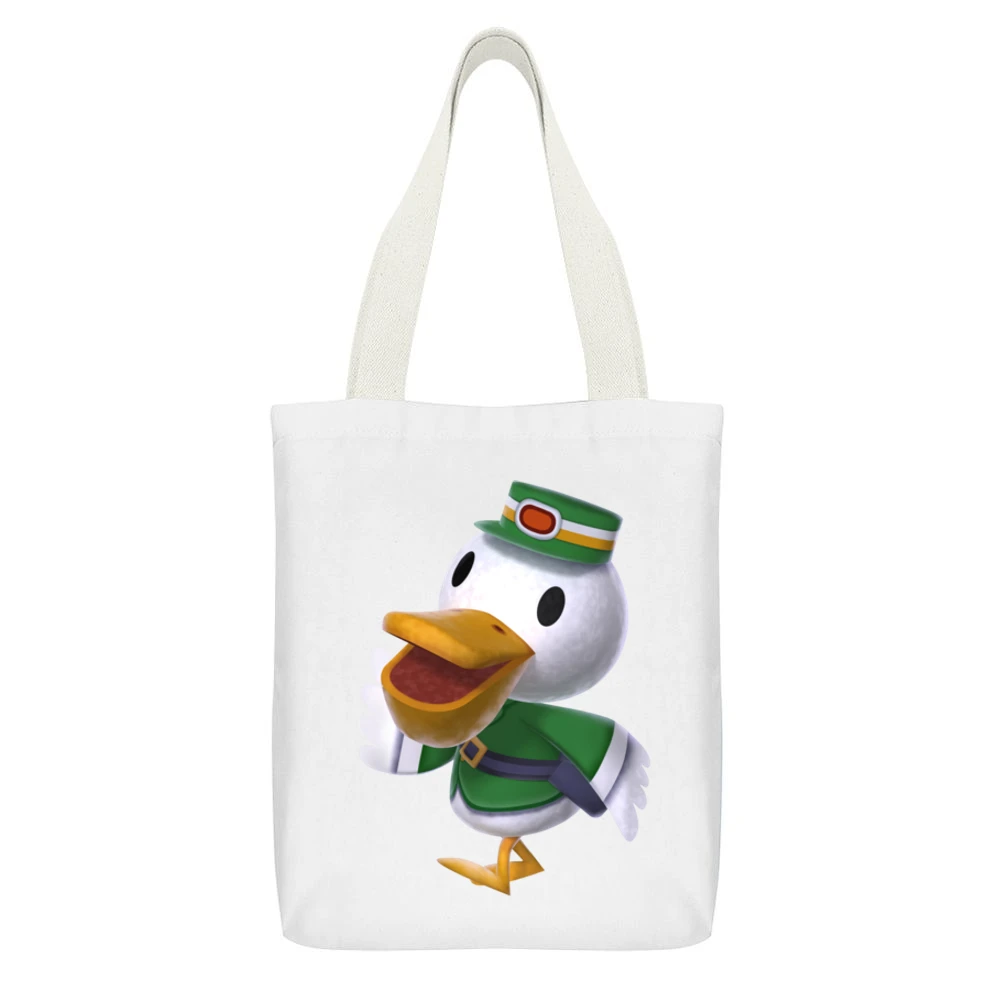 Pete From Animal Crossing Nintendo Character Video Game White Canvas Tote Shopping Bag With Interior Pocket