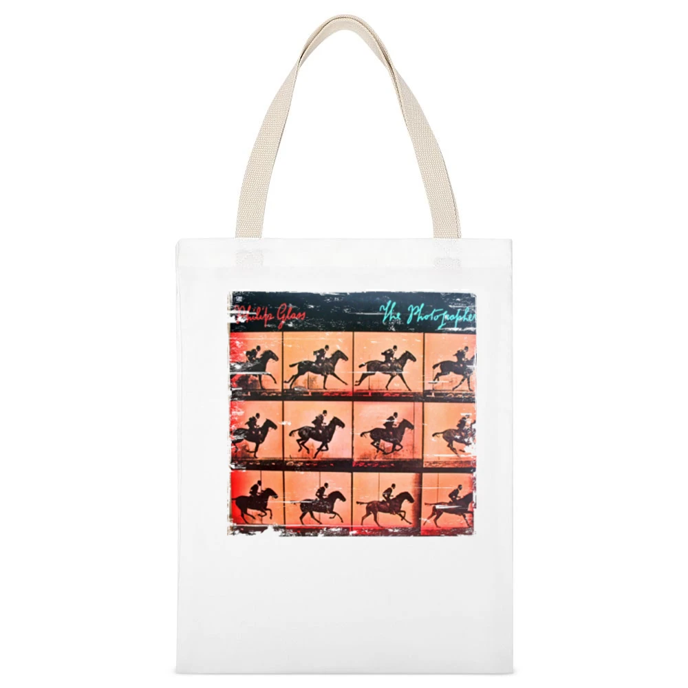 Philip Glass The Photographer Album Cover Distressed Image White Canvas Tote Shopping Bag