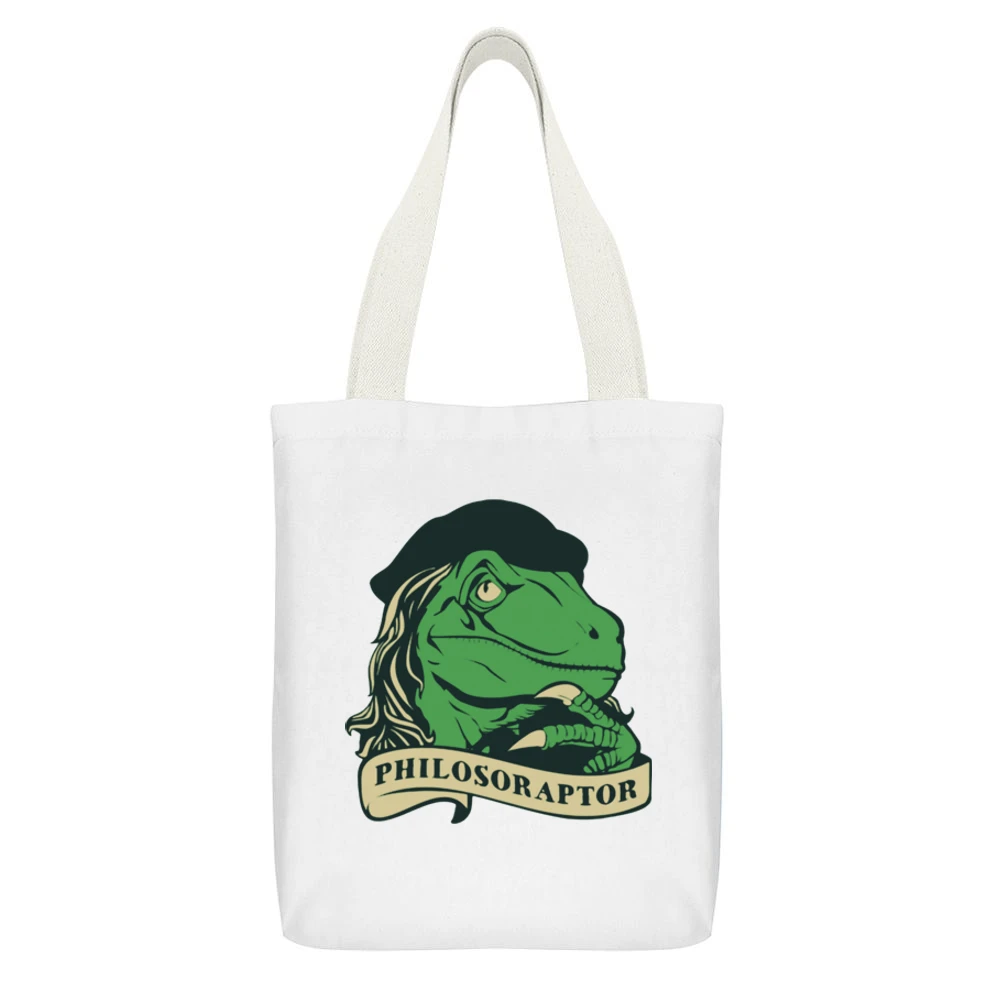 Philosoraptor - raptor philosoper White Canvas Tote Shopping Bag With Interior Pocket