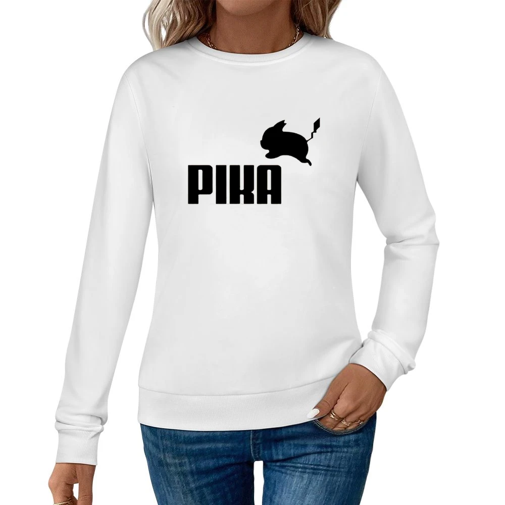 Pika Pikachu Pokemon Go Funny Puma Parody Graphic Anime Women Pullover Sweatshirt