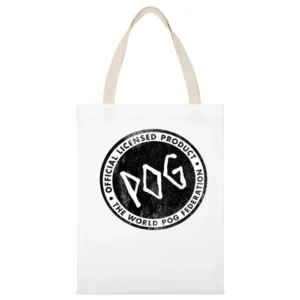 Pog World Pog Federation Fun Retro Vintage Game Graphic Distressed Tee White Canvas Tote Shopping Bag