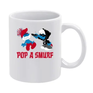 Pop a smurf funny White Mug