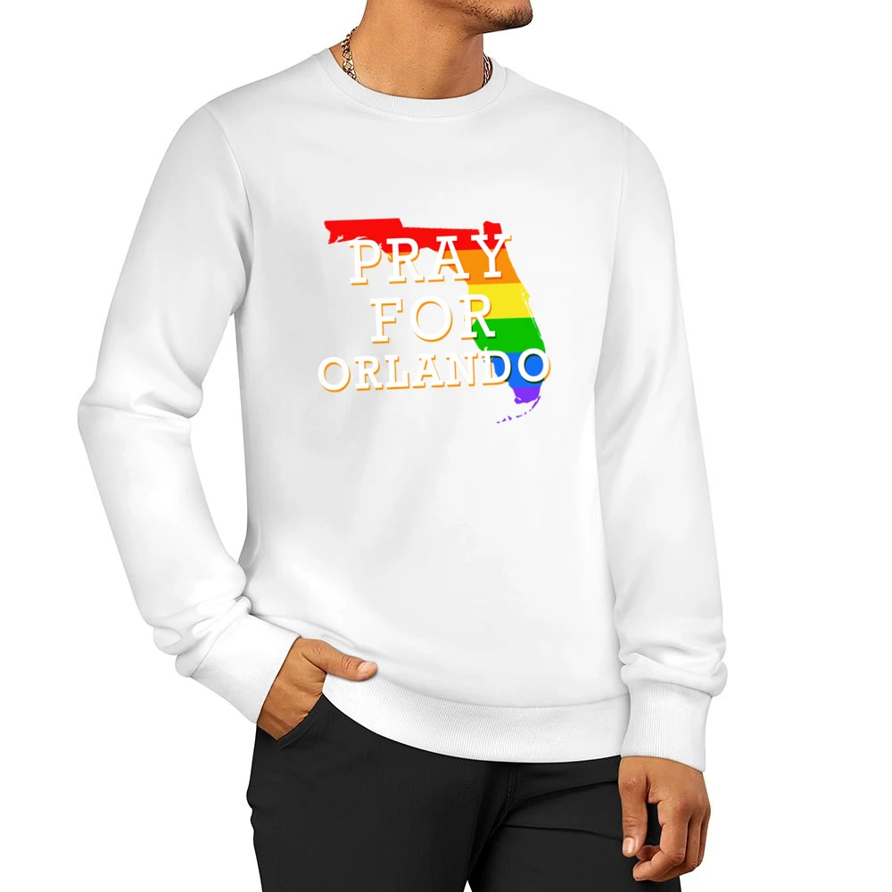 Pray For Orlando Florida Support LGBT Love Graphic Men Pullover Sweatshirt
