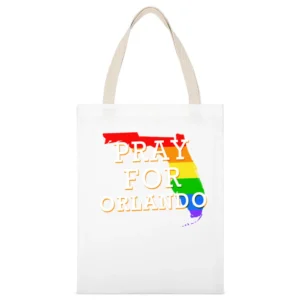Pray For Orlando Florida Support LGBT Love Graphic White Canvas Tote Shopping Bag
