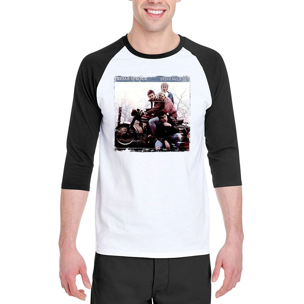 Prefab Sprout Steve McQueenTwo Wheels Good Album Cover Distressed Imag Men 3/4 Sleeve T-Shirt