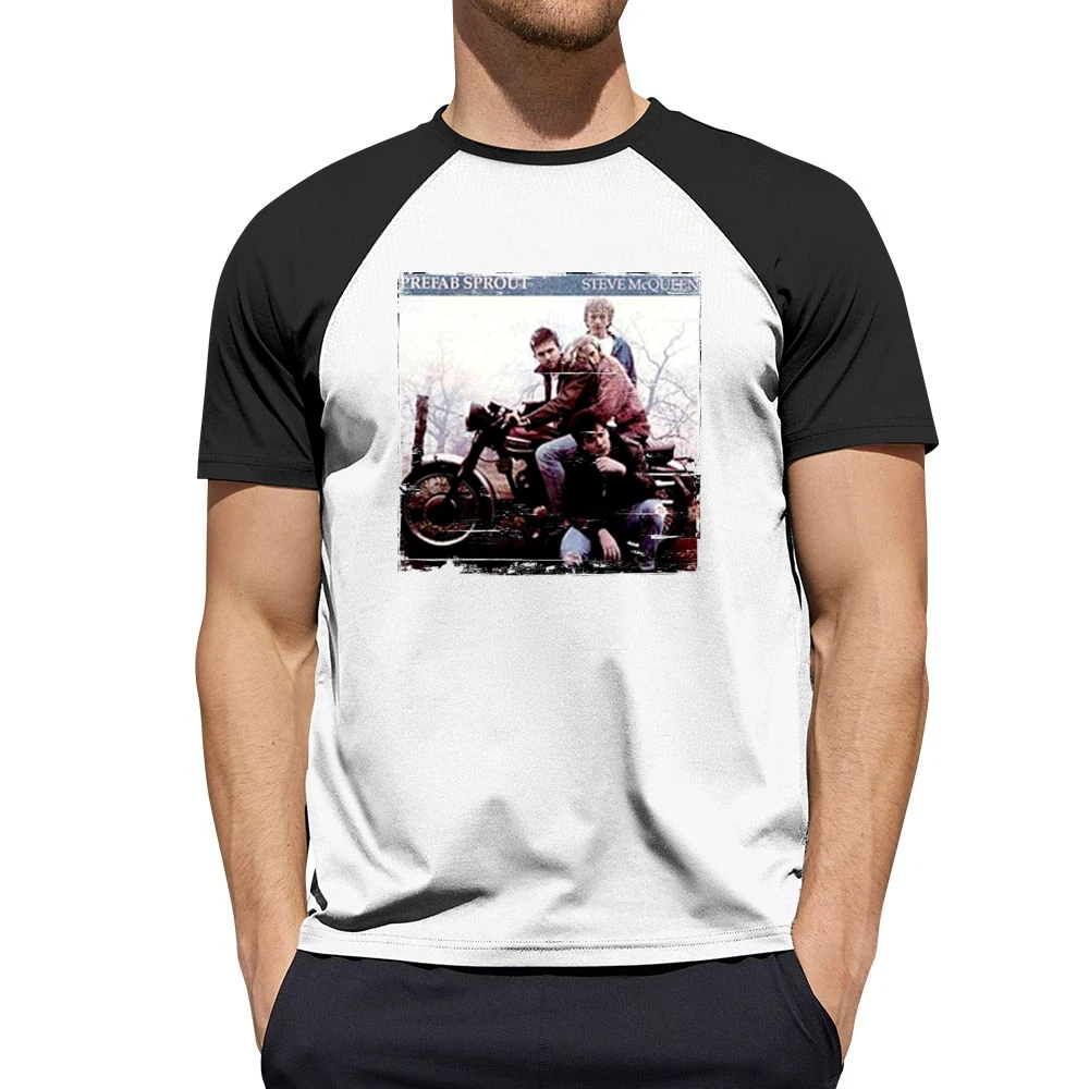 Prefab Sprout Steve McQueenTwo Wheels Good Album Cover Distressed Imag Men Short Sleeve T-Shirt