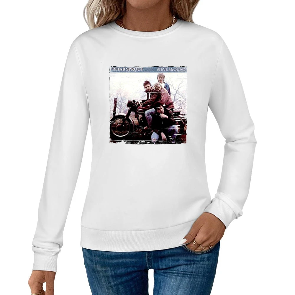 Prefab Sprout Steve McQueenTwo Wheels Good Album Cover Distressed Imag Women Pullover Sweatshirt
