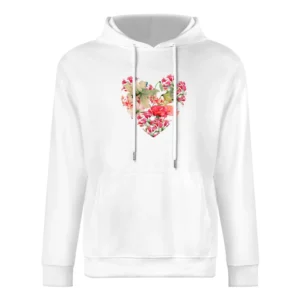 Pretty Flowers Heart Graphic Tee Shirt European Size Men Hoodie
