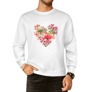 Pretty Flowers Heart Graphic Tee Shirt European Size Pullover Sweater