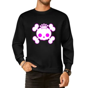 Princess pirate jolly roger cross bones with crown European Size Pullover Sweater