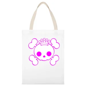 Princess pirate jolly roger cross bones with crown White Canvas Tote Shopping Bag