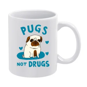 Pugs Not Drugs Cute Funny Pug Dog White Mug