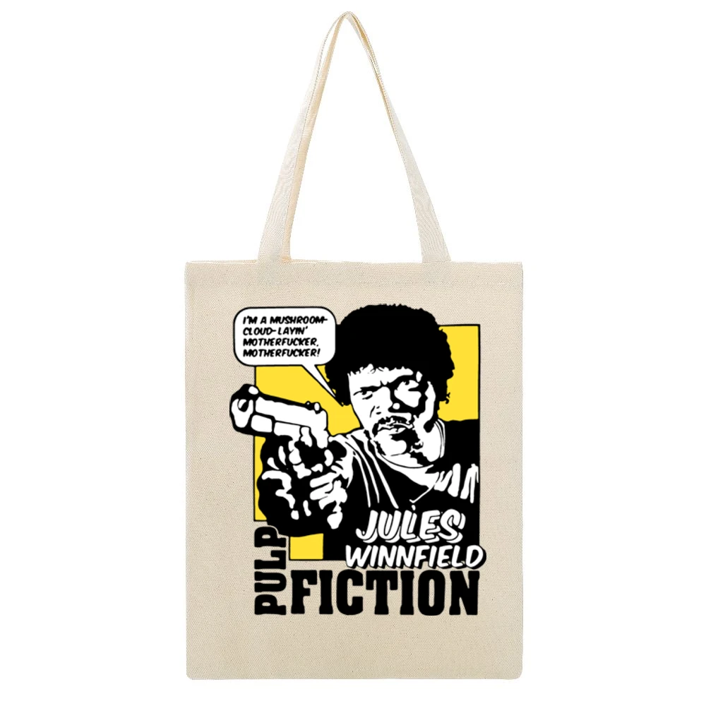 Pulp Fiction Eziekiel Quote Beige Canvas Tote Shopping Bag