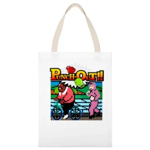 Punch Out Video Game Retro 80s White Canvas Tote Shopping Bag