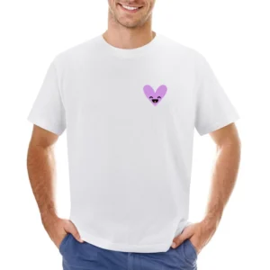 Purple Heart Smiley Instagram Sticker Graphic Crewneck Sweatshirt Asian Size Men T-Shirt