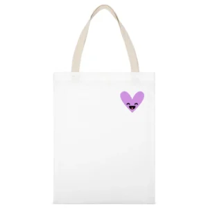 Purple Heart Smiley Instagram Sticker Graphic Crewneck Sweatshirt White Canvas Tote Shopping Bag