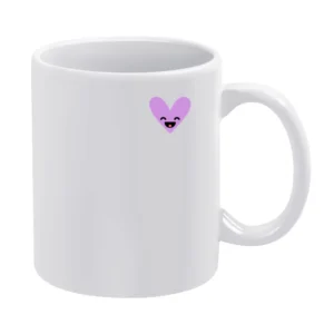 Purple Heart Smiley Instagram Sticker Graphic Crewneck Sweatshirt White Mug