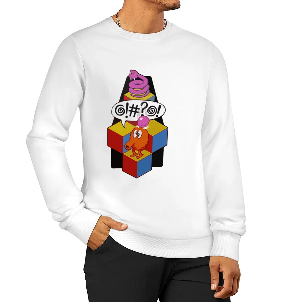 Q-Bert video game Men Pullover Sweatshirt