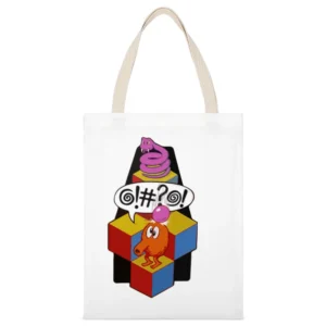 Q-Bert video game White Canvas Tote Shopping Bag