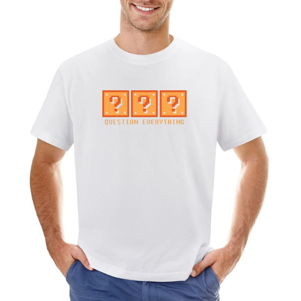 Question Everything Mario Retro Video Game 80s Asian Size Men T-Shirt