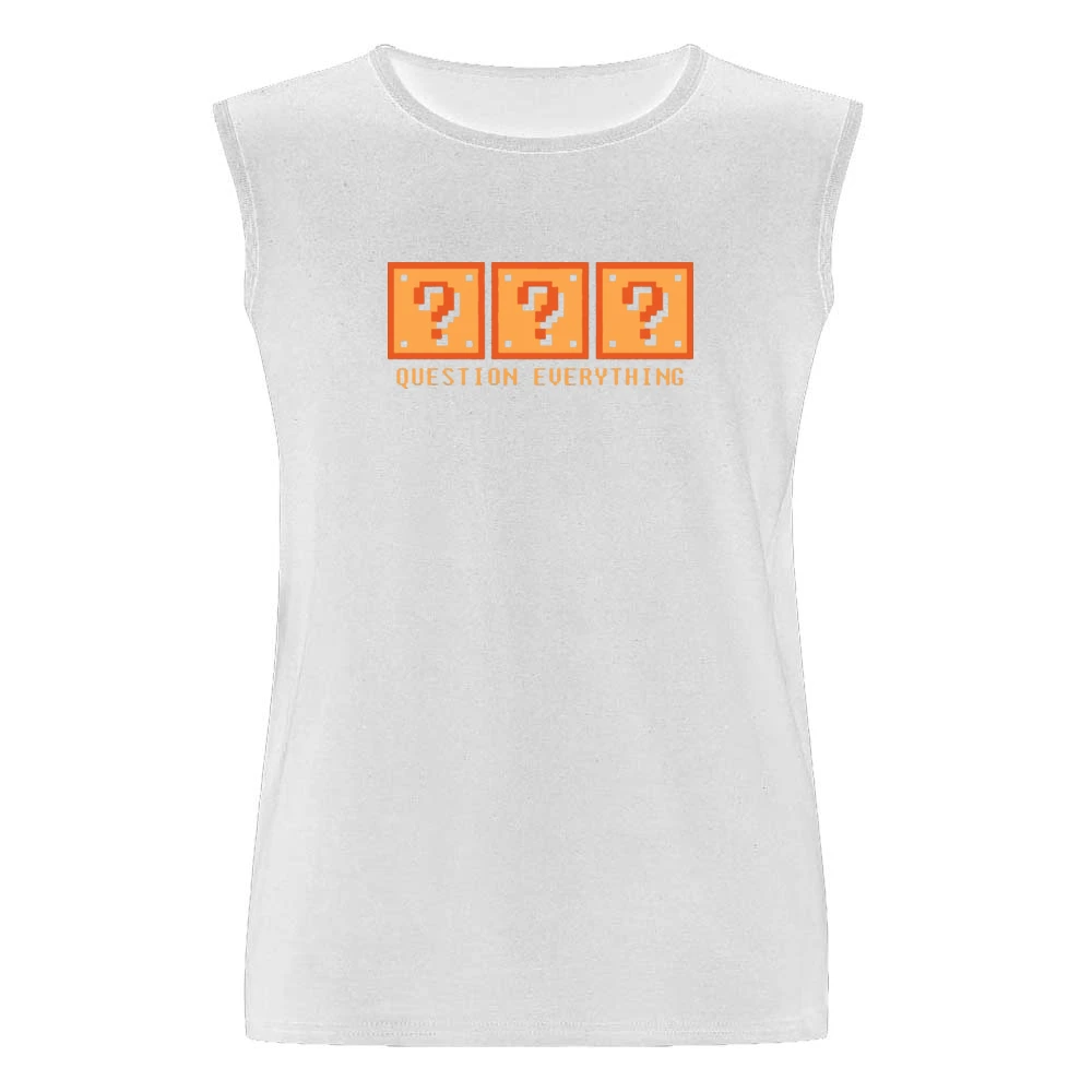 Question Everything Mario Retro Video Game 80s Men Sleeveless T-Shirt