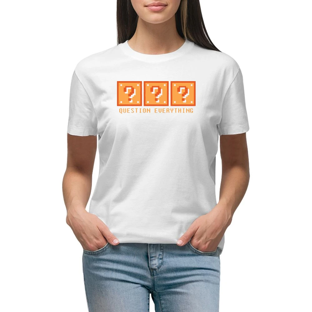 Question Everything Mario Retro Video Game 80s Premium Women Ladies T-shirt