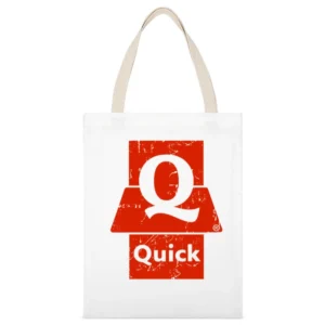 Quick Fast Food Restaurant Distressed Look White Canvas Tote Shopping Bag