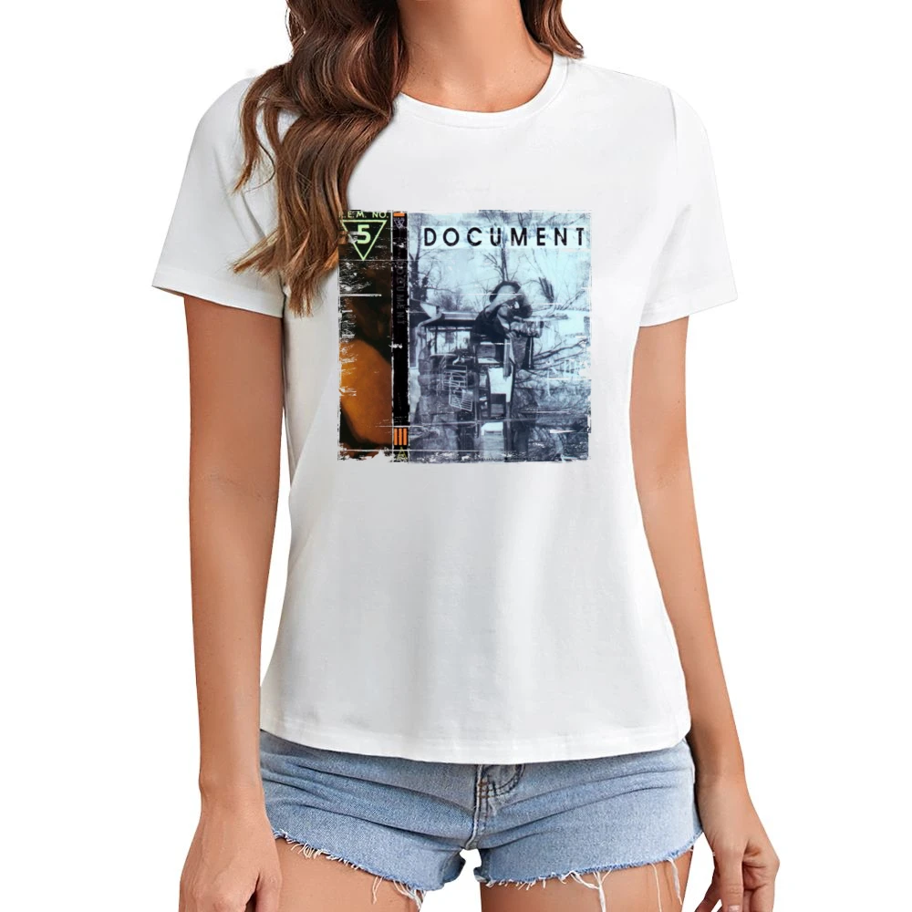 REM Document Album Cover Distressed Image Asian Size Women Ladies T-shirt