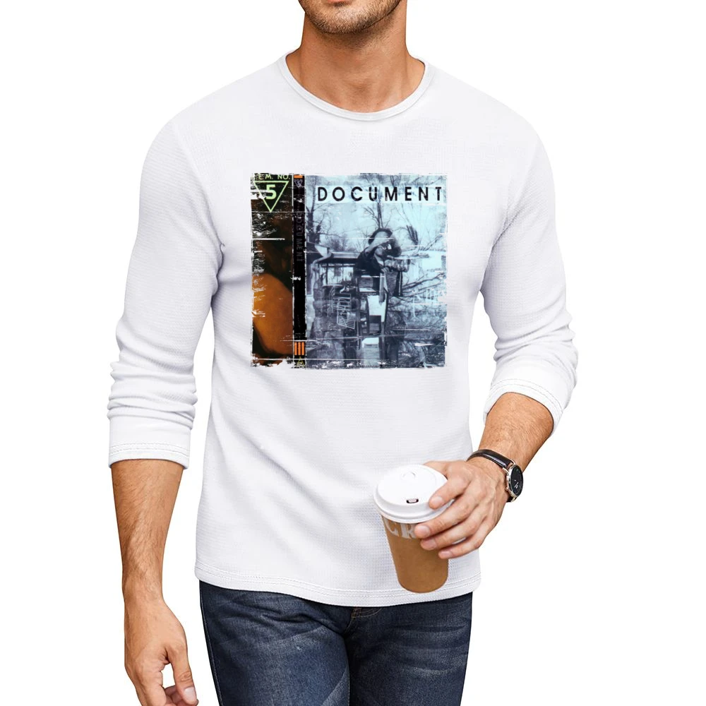 REM Document Album Cover Distressed Image Men CrewNeck Long Sleeve T-Shirt
