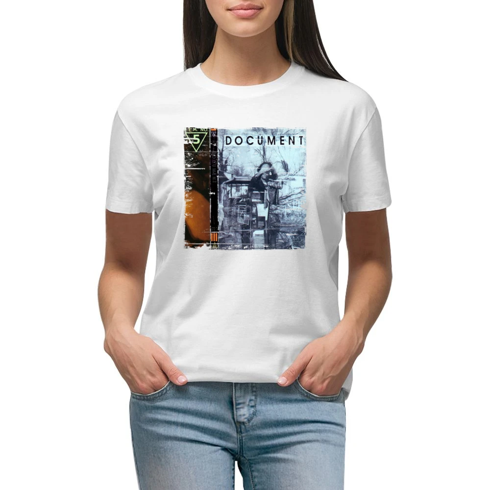 REM Document Album Cover Distressed Image Premium Women Ladies T-shirt