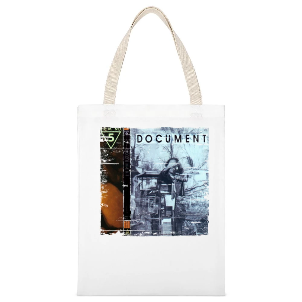REM Document Album Cover Distressed Image White Canvas Tote Shopping Bag