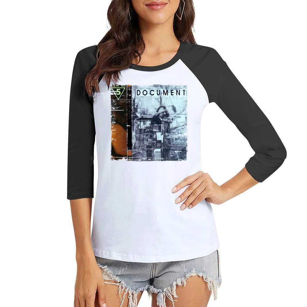 REM Document Album Cover Distressed Image Women Ladies 3-4 Sleeve T-Shirt
