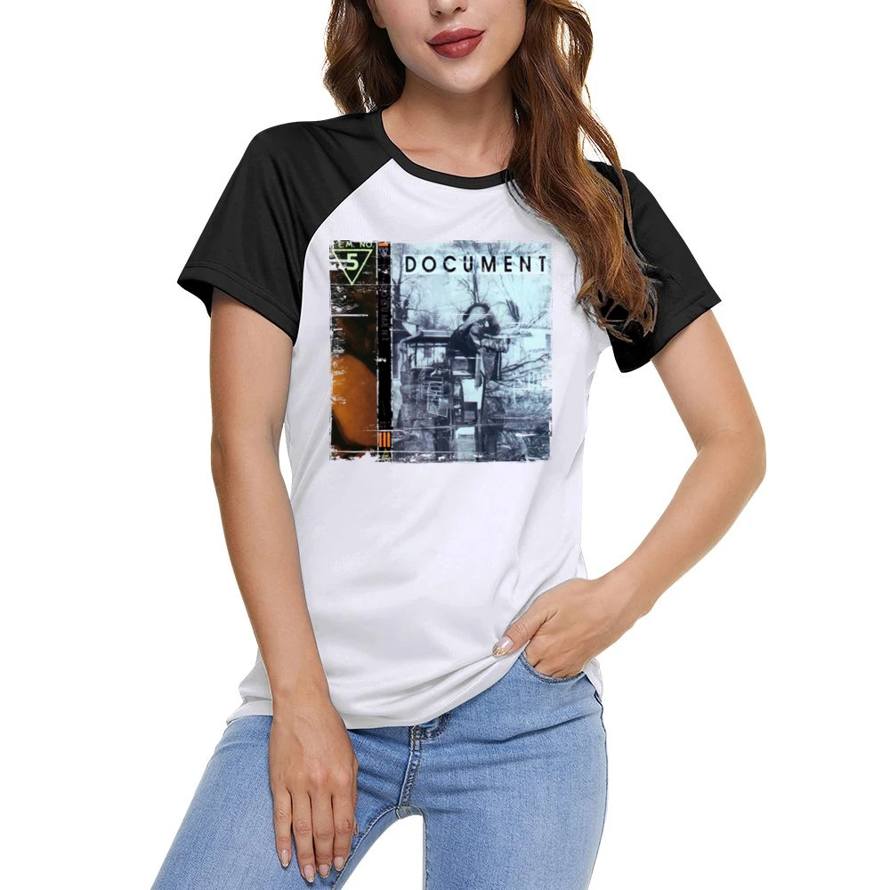REM Document Album Cover Distressed Image Women Ladies Short Sleeve T-Shirt