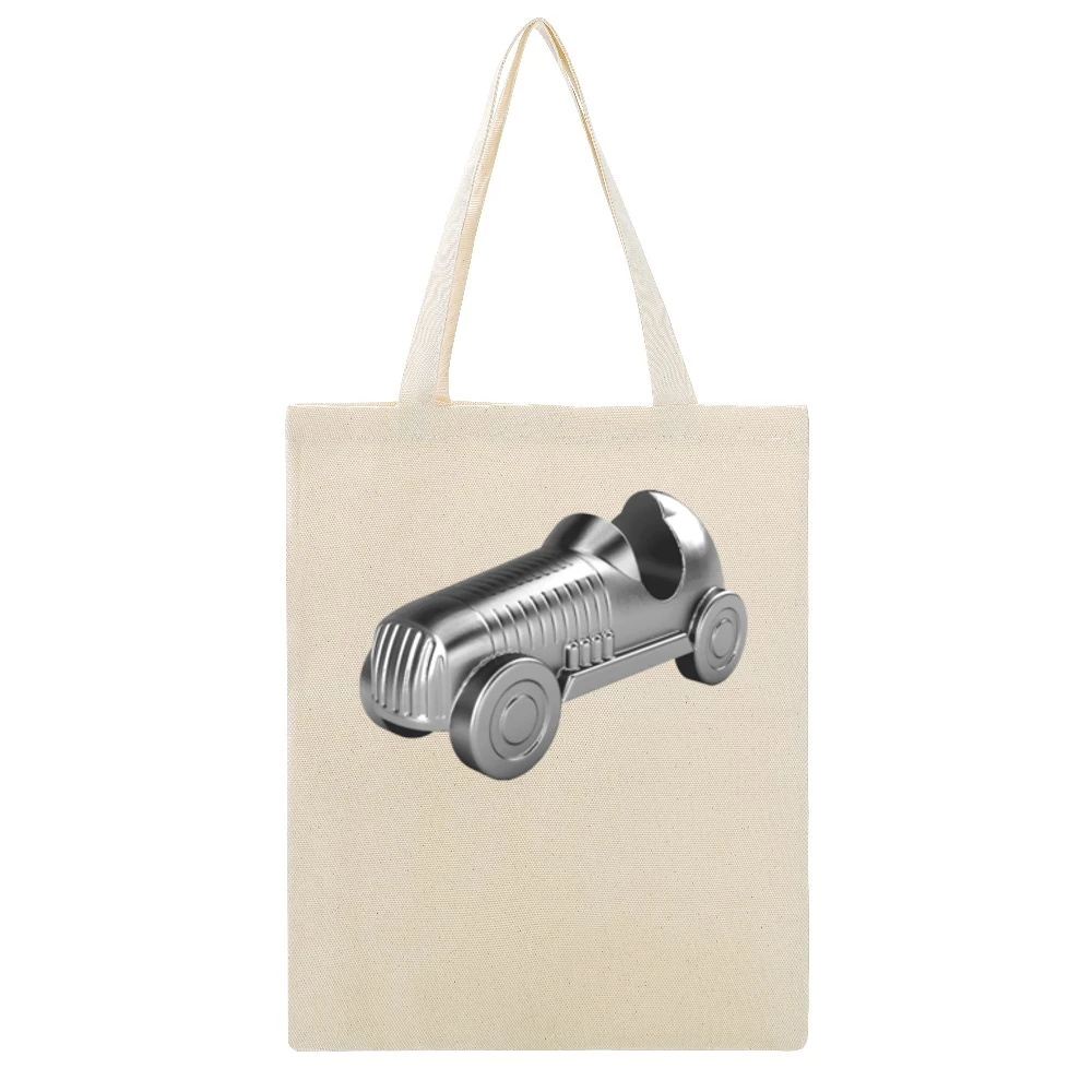 Race Car Fun Classic Monopoly Token Cool Graphic Game Tee Shirt Beige Canvas Tote Shopping Bag