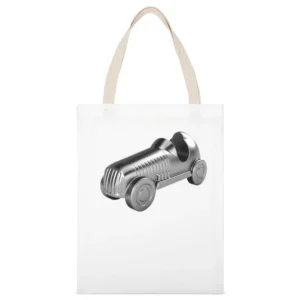 Race Car Fun Classic Monopoly Token Cool Graphic Game Tee Shirt White Canvas Tote Shopping Bag