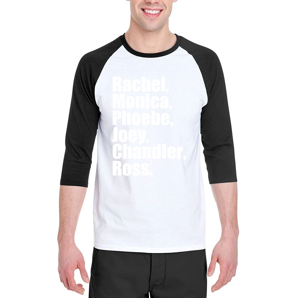 Rachel Monica Phoebe Joey Chandler Ross Fun Friends TV Show Men 3/4 Sleeve T-Shirt