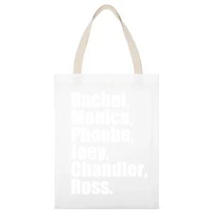 Rachel Monica Phoebe Joey Chandler Ross Fun Friends TV Show White Canvas Tote Shopping Bag