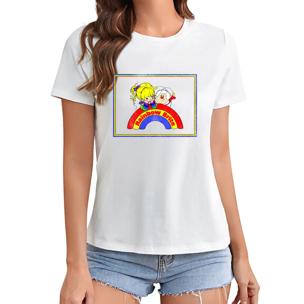Rainbow Brite Fun Cool Vintage Style Distressed Graphic Retro Tv Show Asian Size Women Ladies T-shirt