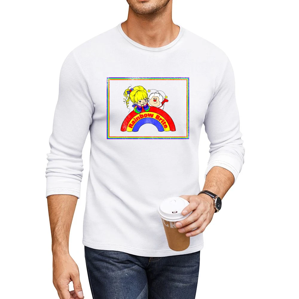 Rainbow Brite Fun Cool Vintage Style Distressed Graphic Retro Tv Show Men CrewNeck Long Sleeve T-Shirt