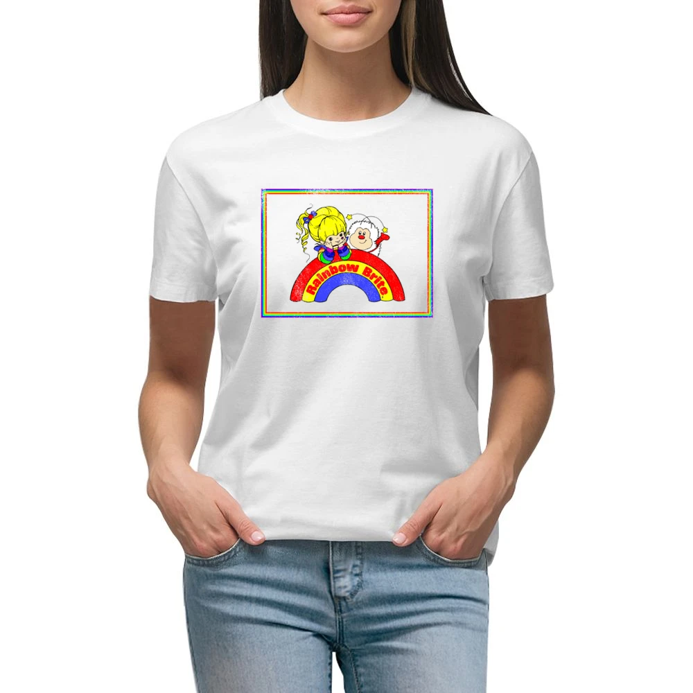 Rainbow Brite Fun Cool Vintage Style Distressed Graphic Retro Tv Show Premium Women Ladies T-shirt