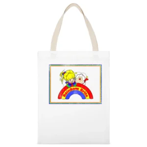 Rainbow Brite Fun Cool Vintage Style Distressed Graphic Retro Tv Show White Canvas Tote Shopping Bag