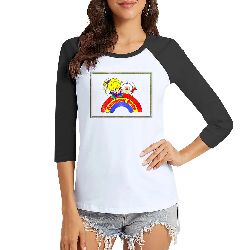 Rainbow Brite Fun Cool Vintage Style Distressed Graphic Retro Tv Show Women Ladies 3-4 Sleeve T-Shirt