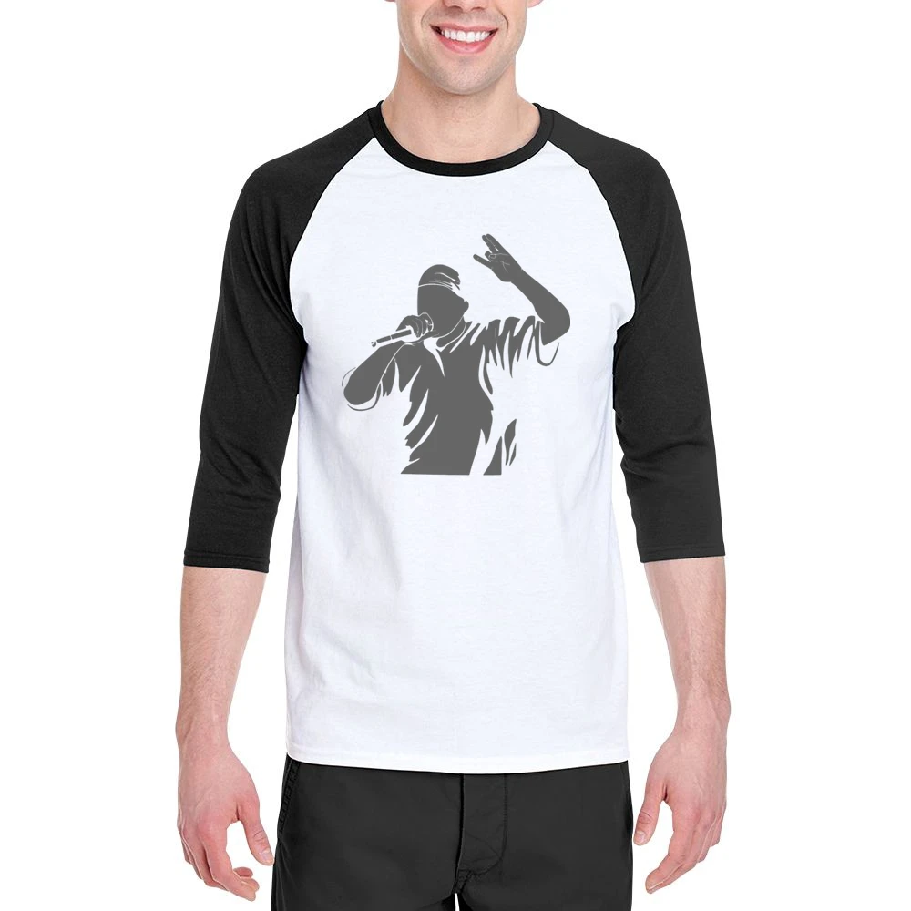 Rapper singing with microphone Men 3/4 Sleeve T-Shirt