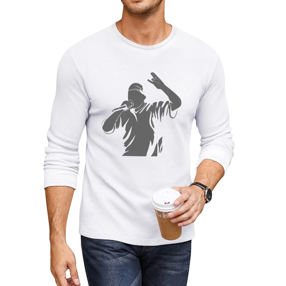 Rapper singing with microphone Men CrewNeck Long Sleeve T-Shirt