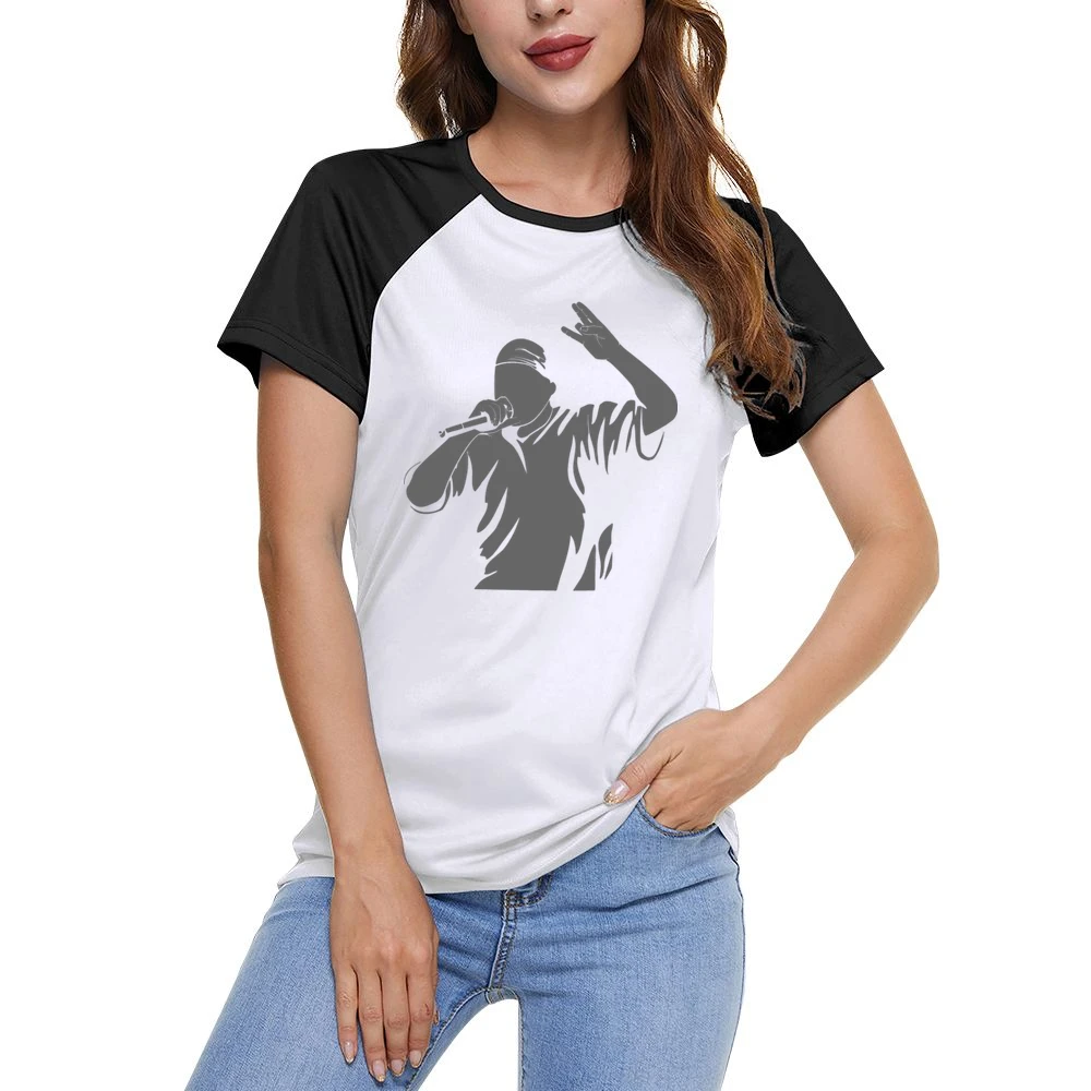 Rapper singing with microphone Women Ladies Short Sleeve T-Shirt