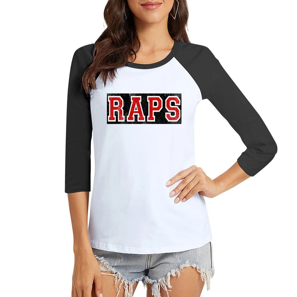 Raps Distressed Graphic Basketball Toronto Playoffs Women Ladies 3-4 Sleeve T-Shirt