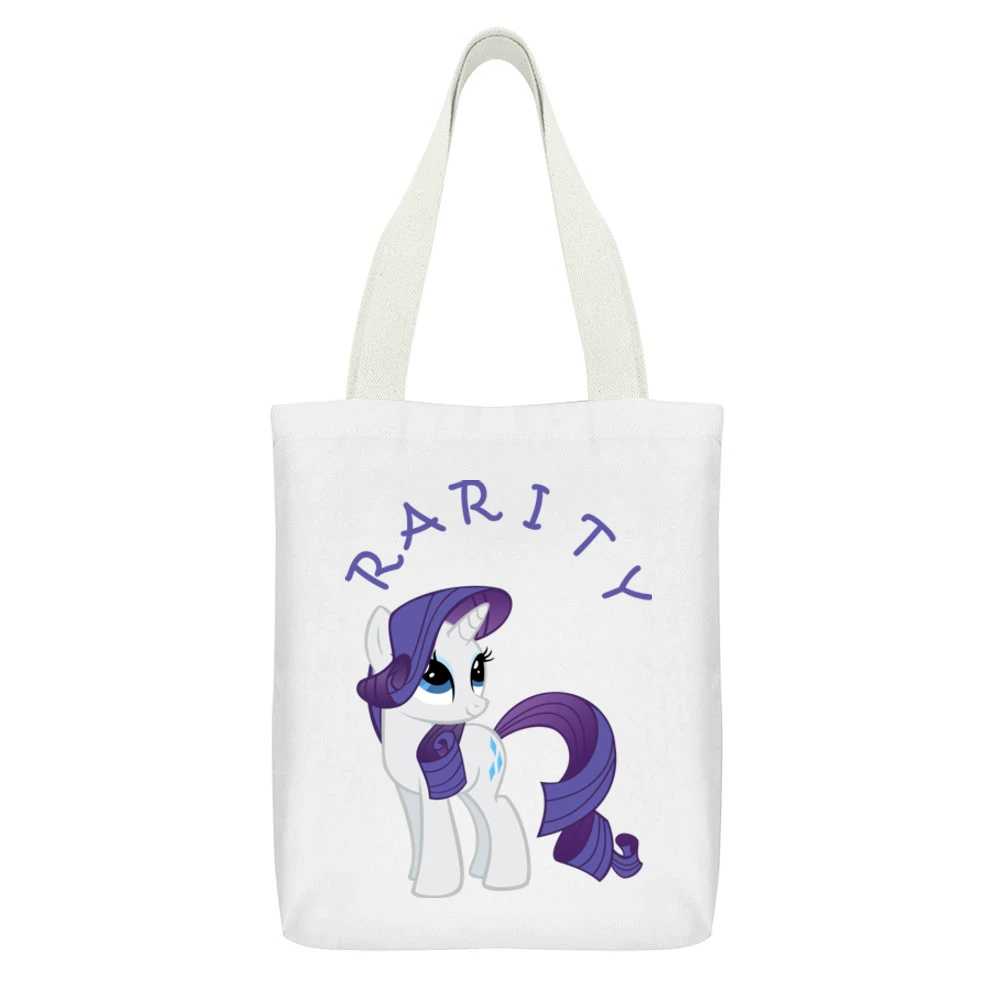 Rarity My Little Pony White Canvas Tote Shopping Bag With Interior Pocket