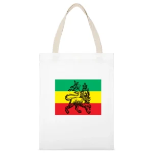 Rastafari Tshirt White Canvas Tote Shopping Bag